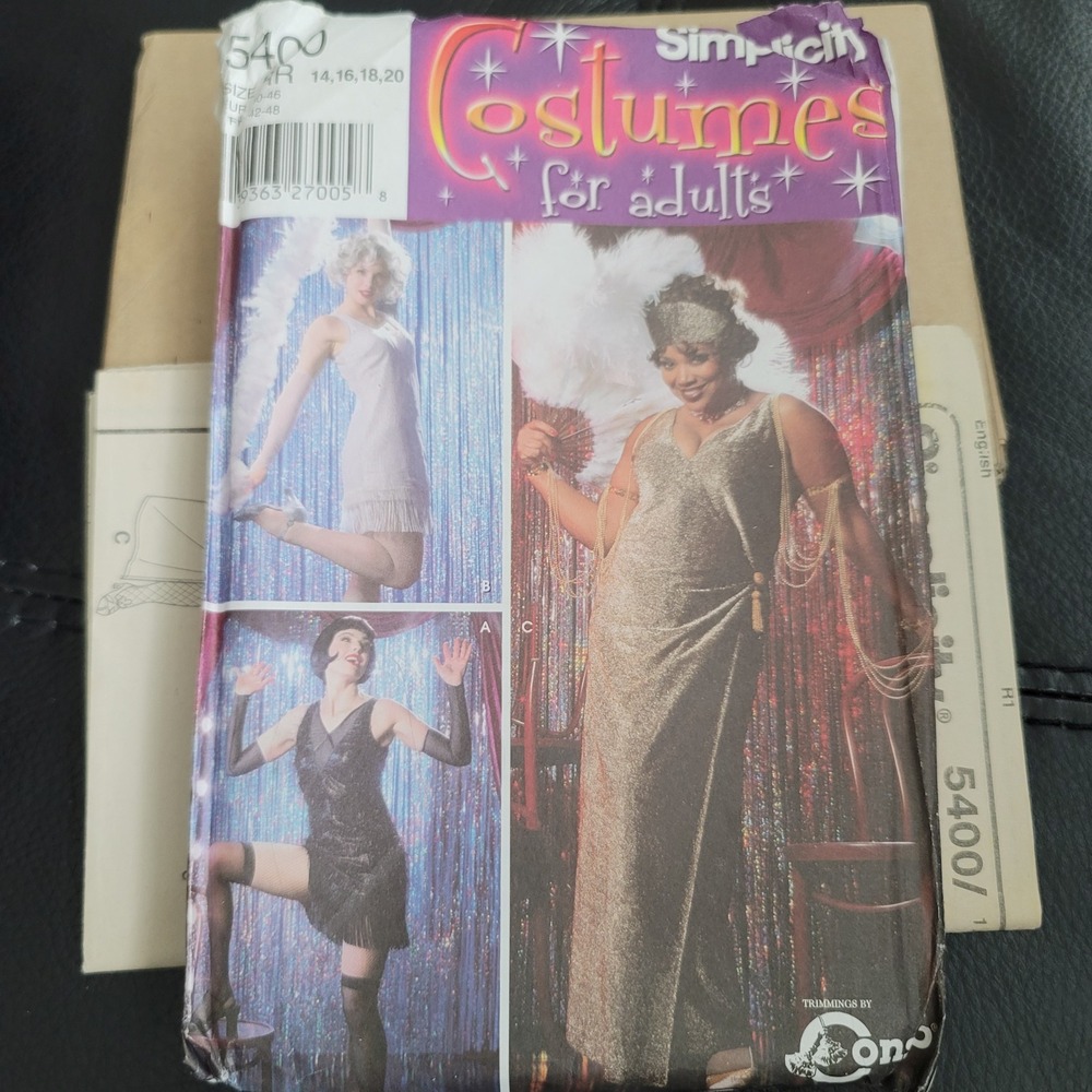 Simplicity 5400 Flapper Costume Sewing Pattern 1920s Dress Uncut Size 14-20